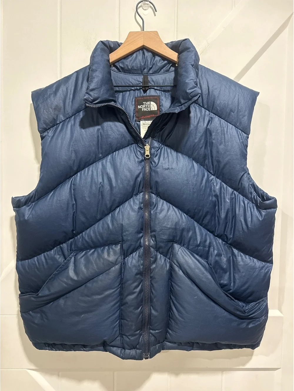 VINTAGE The North Face Extreme Down Puffer Vest XL Blue, Made in USA